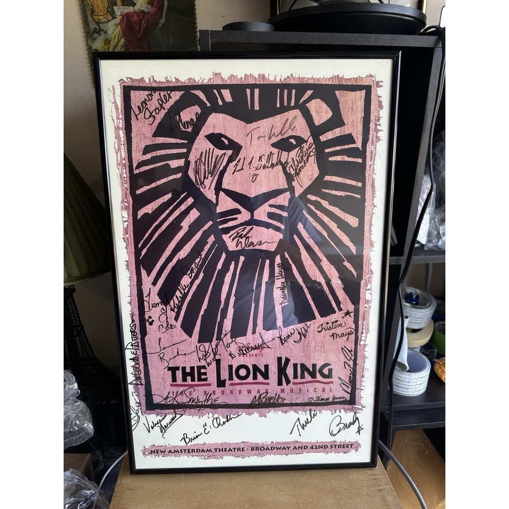 The Lion King Broadway Poster Signed by Cast Framed 25 Autographs